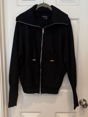 CHARLIE B Black Zip-Up Sweater